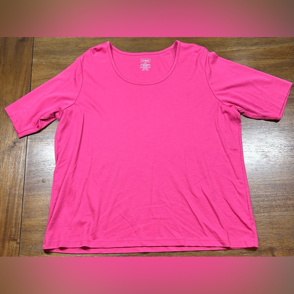 L. L Bean Women’s Plus Size 1X Hot Pink Short Sleeve Shirt